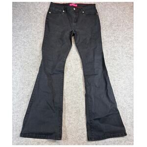Y2K GLO Flare Jeans Womens Size 9 Junior Black Denim Stretch Bell Bottom Bratz